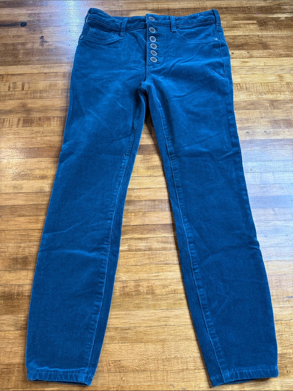 Anthropologie Pilcro velvet Corduroy high Rise Skinny Pants-turquoise sz 28 (v